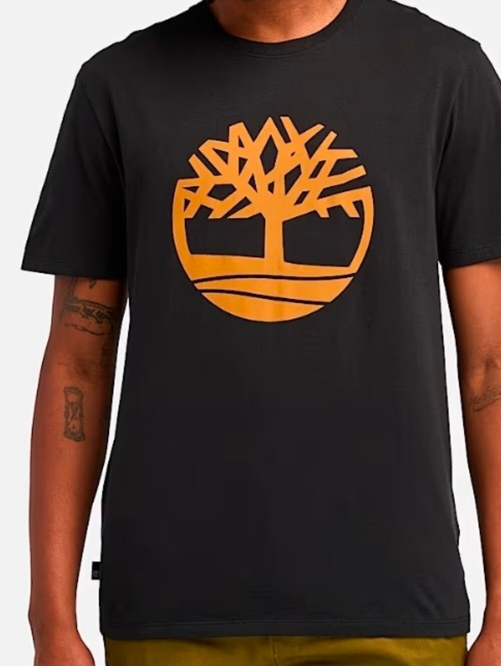 🔥NEW TAGS ON🔥 Timberland Black Short Sleeve Tee with Tan Tree Logo